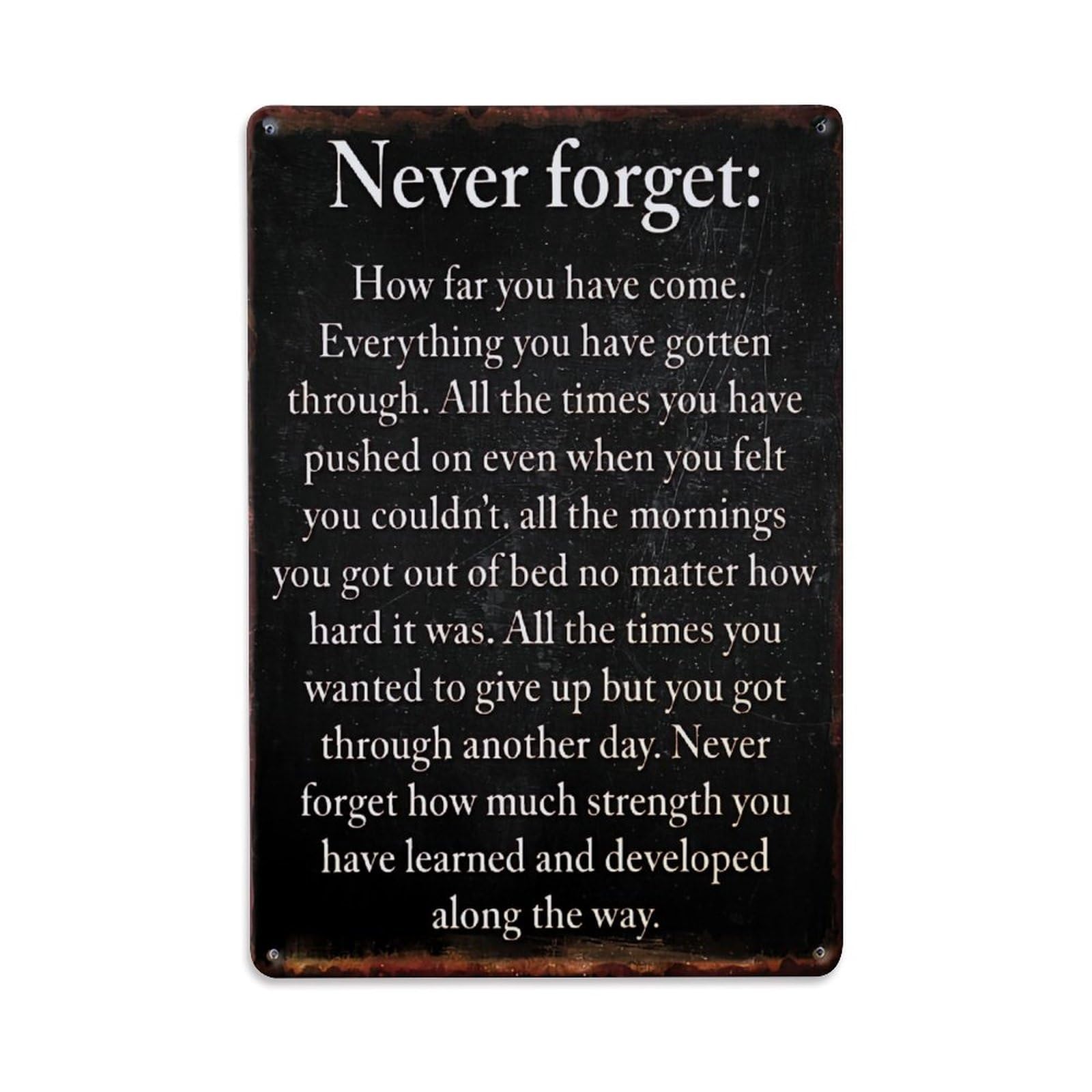 Jdfenggu Vintage Never Forget Inspirational Quote Sign Retro Metal Tin Sign, Metal Poster For Bar, Home, Man Cave, Kitchen, Laundry Room Art Decor 8X12 Inch