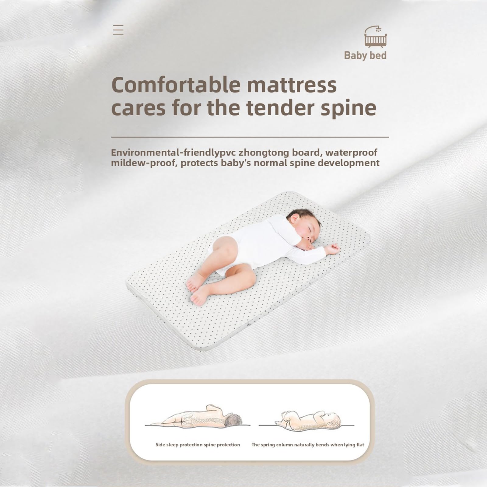 Baby-Beistellbett mit Matratze, Faltbare und Umwandelbare Babywiege, Verstellbare Co-Sleeping-Babybett mit Moskitonetz (Khaki)