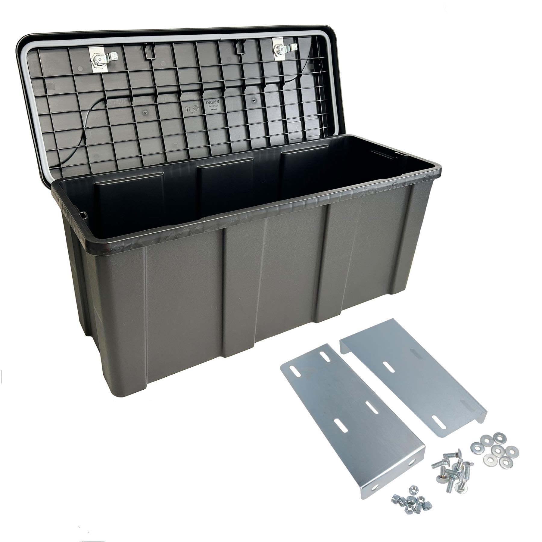 Ab Tools Medium Trailer Plastic Lockable Tool Box Chest Locker Storage + Body Panel Fixing Kit