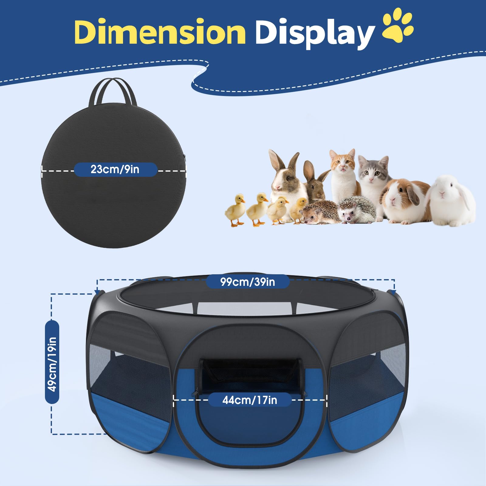 VavoPaw Small Animal Playpen, Chicken Brooder Box with Cover Top, Portable Outdoor Exercise Pet Cage Tent - Image 2