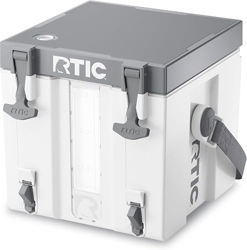 RTIC Halftime Water Cooler 3 Gallon Portable Carrier Container, Drink Beverage Dispenser, Stackable with 2 Taps, Bottleless, BPA-Free, for Sports, Camping, BBQ, Parties, Picnic, and More, White