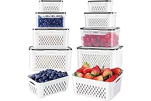 4 PCS Fruit Storage Containers for Fridge with Removable Colander - The...