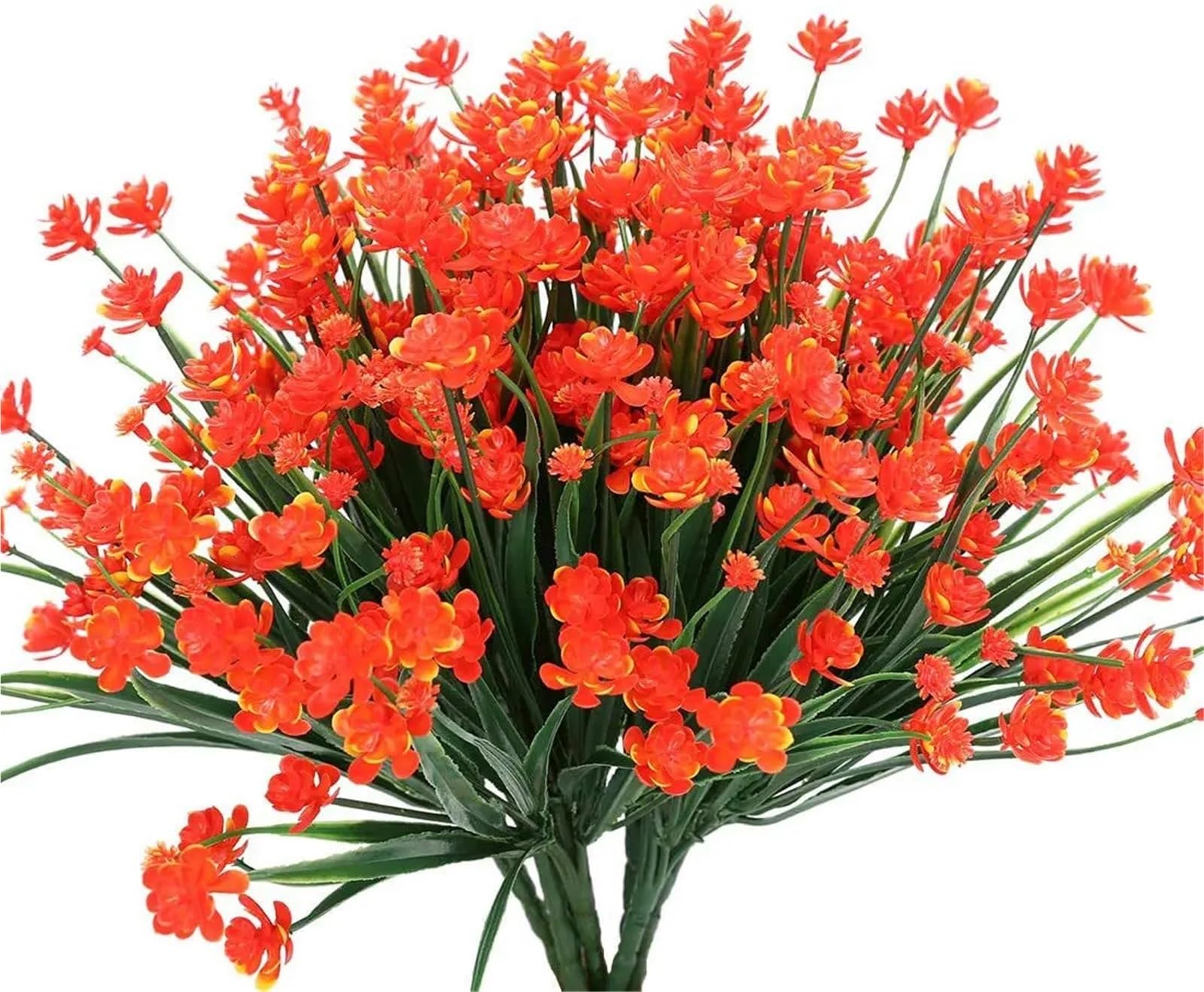 Dcrxz Artificial Flowers 5 Bundles Artificial Flowers UV Resistant Greenery Shrubs Plants for Home Garden Kitchen Office Wedding Decoration Fake Flower(Orange)