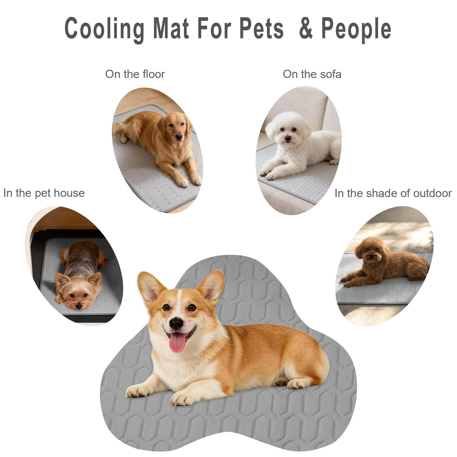 Kühlmatte für Hunde Katzen Haustiermatte aus Eisseide, Selbstkühlend Hundematte Hundebett, Faltbar Kältematte für Haustiere, Pet Cooling Mat für Sommer Drinnen Draußen - 55 * 70CM