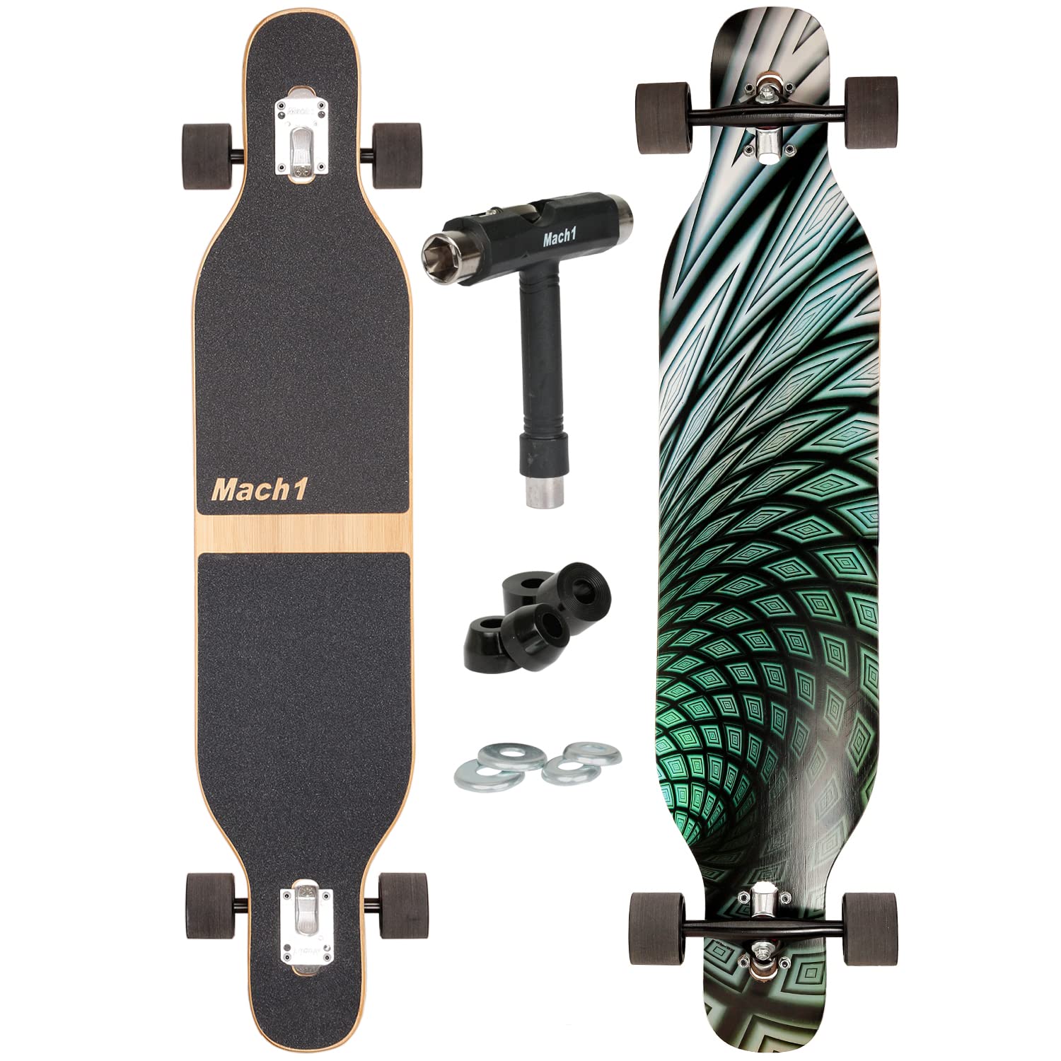 Longboard Camber avec roulement à billes en céramique Flex1 Drop Through Cruiser Freeride Skate complet avec outil en T