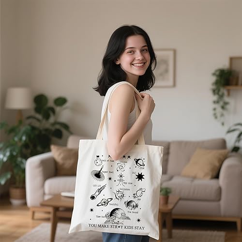 Miniatura 4 de WCGXKO K-Pop Lover Gift SKZ K-pop Boy Band - Bolsa de lona inspirada para niñas fandom