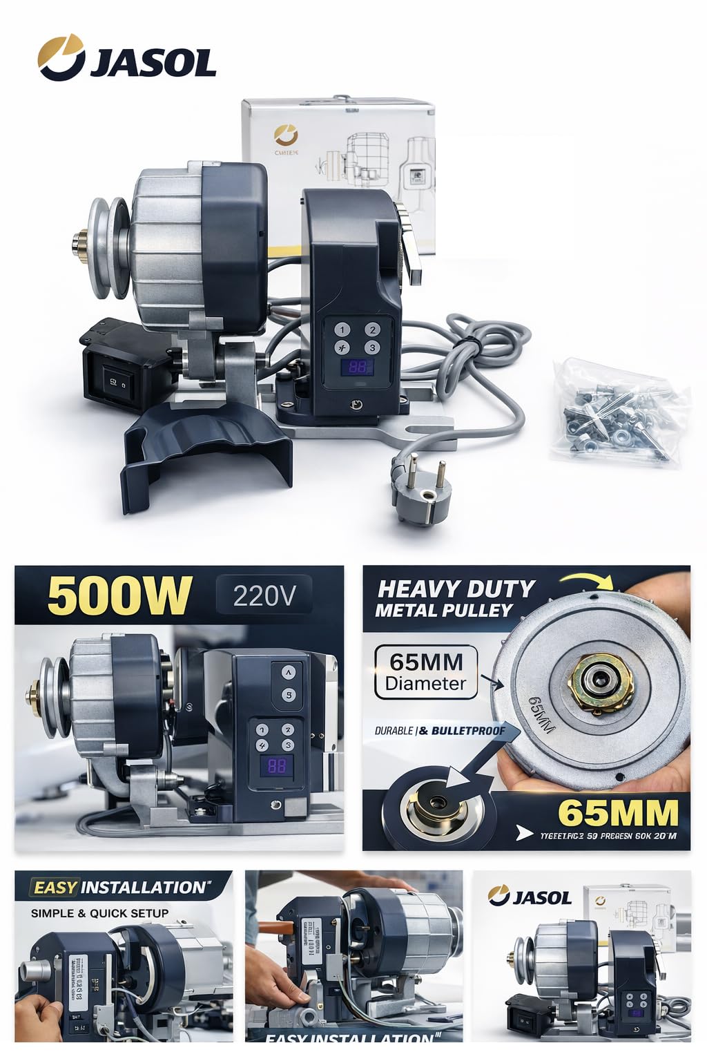 Jasol Sewing Machine Servo Motor for Industrial Machine Heavy Duty Power Saving Electronic Servo Motor (500W), Blue — Amazon image 5