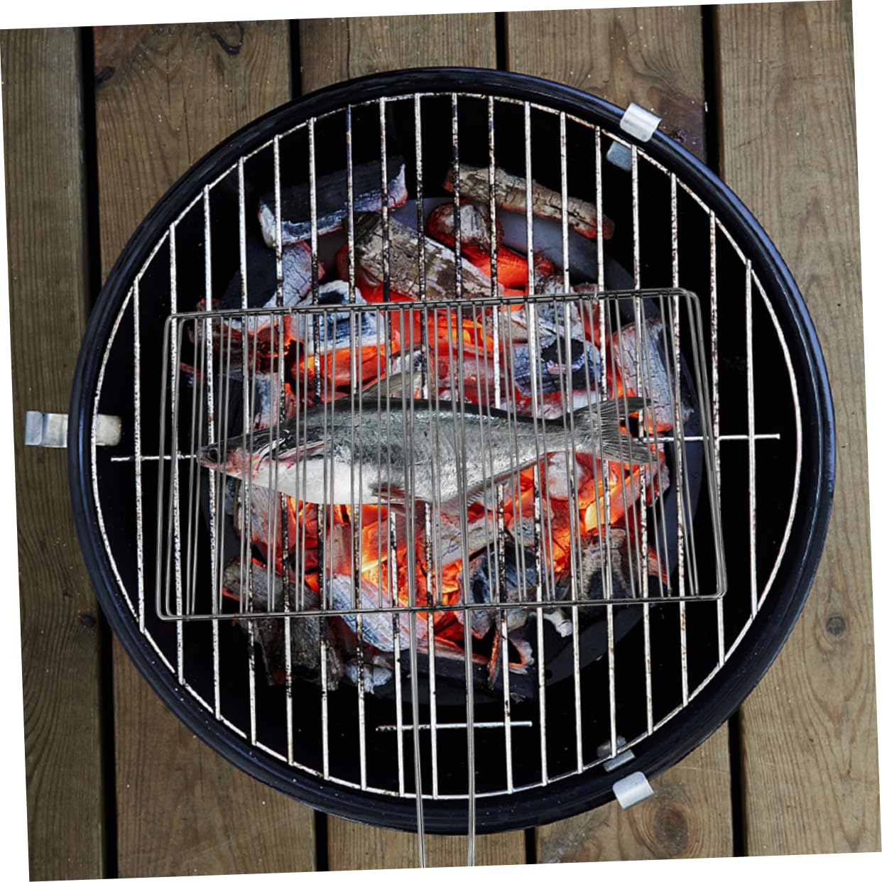 TOYANDONA Cestello per Griglia in Acciaio Inox Spesso per Barbecue All'aperto, con Manico Ergonomico, Rete Antiaderente per Pesce, Carne e Verdure, Accessorio per Grigliate da Campeggio