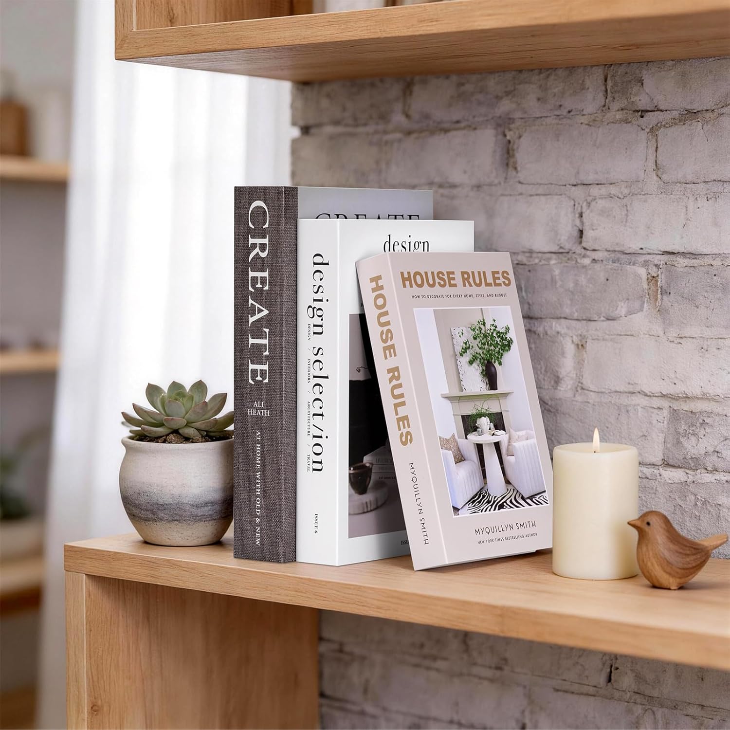 Decorative Fake Books for Home Decor, Large Faux Coffee Table Book Boxes with Hidden Storage, Set of 3, Cocoa