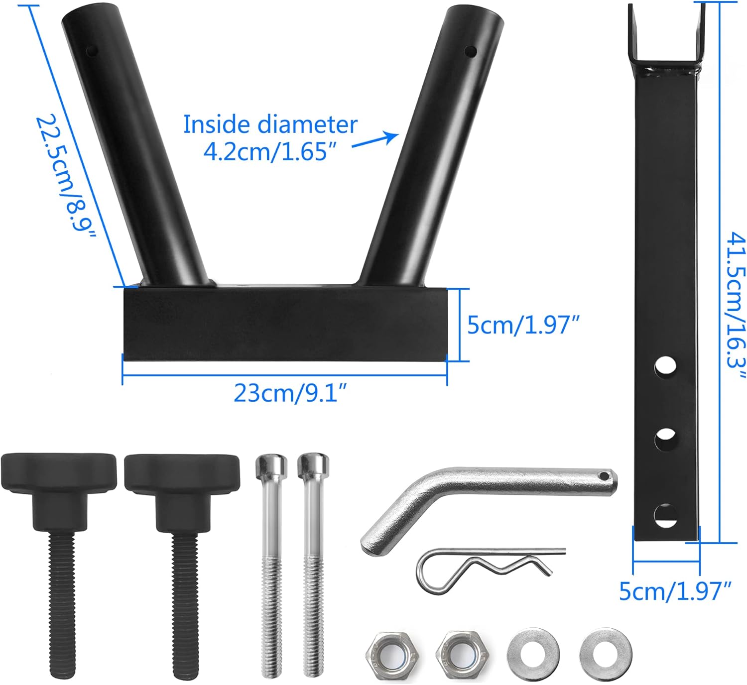 KAIRAY Hitch Mount Dual Flagpole Holder Universal for Standard 2 inch Receiver fit for Truck SUV RV Pickup