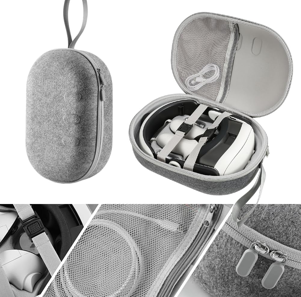 Harte tragbare Tragetasche für Meta Quest 3, Für Q3 Elite Strap, 31 x 21.7 x 12 cm, Taschen-Organizer