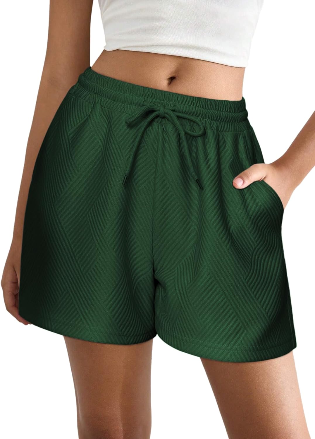 EKOUAER Womens Pajama Shorts Textured Casual Lounge Short Elastic Waist Pj Shorts Sweatsuits with Pockets 2026