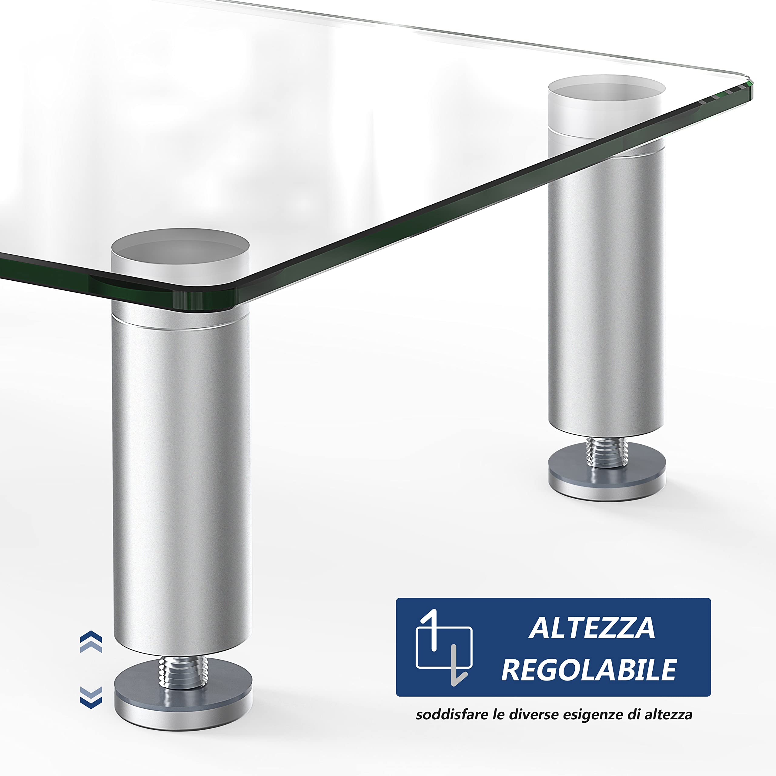 FITUEYES Supporto Monitor Supporto per Monitor in Vetro Temperato, Altezza Regolabile 38.5 x 24 x 7.5cm (Chiaro) DT103801GC