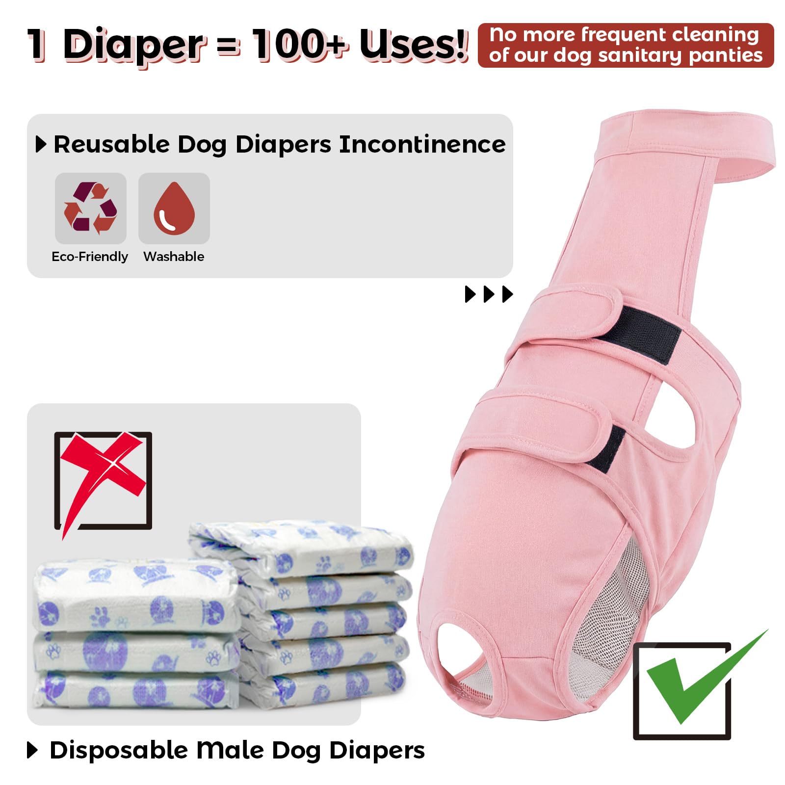 QBLEEV Pañales para perros hembras con tirantes ajustables, bragas sanitarias lavables para perros en celo o incontinencia, a prueba de escapes, reutilizable, ropa interior para mascotas de razas