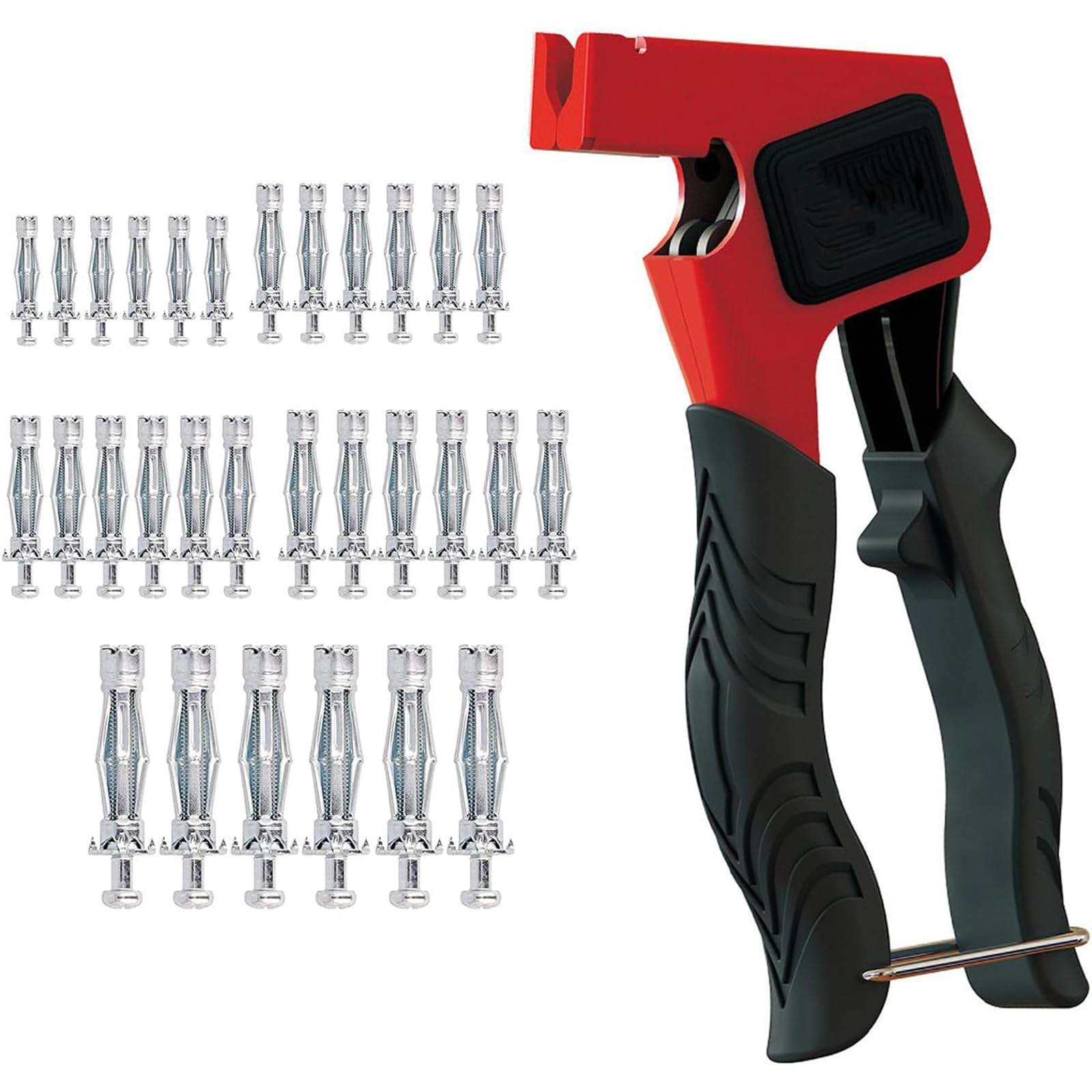 Montagezang für Hohlraumdübel Set, Hohlraumdübel Metal, Hohlraumbefestigung Montagezange, mit 30Pcs M4, M5, M6 Hohlraum Metalldübel mit Schrauben, Zum Befestigen von Wohndekorationen