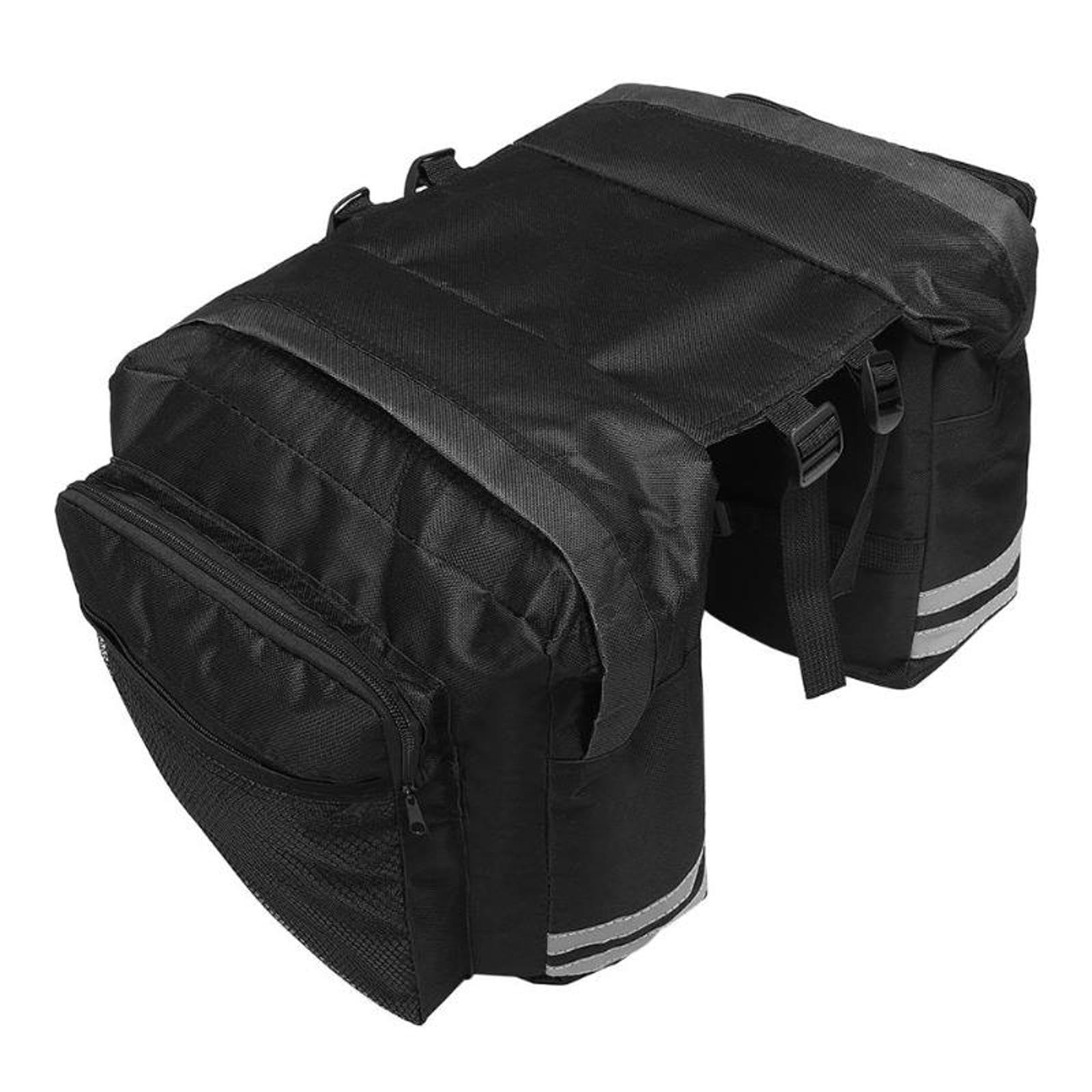 TopHomer Black Bike Rear Rack Bag Bicycle Saddle Bag with Reflective Strip Double Pannier with Multiple Pockets for Cyclists