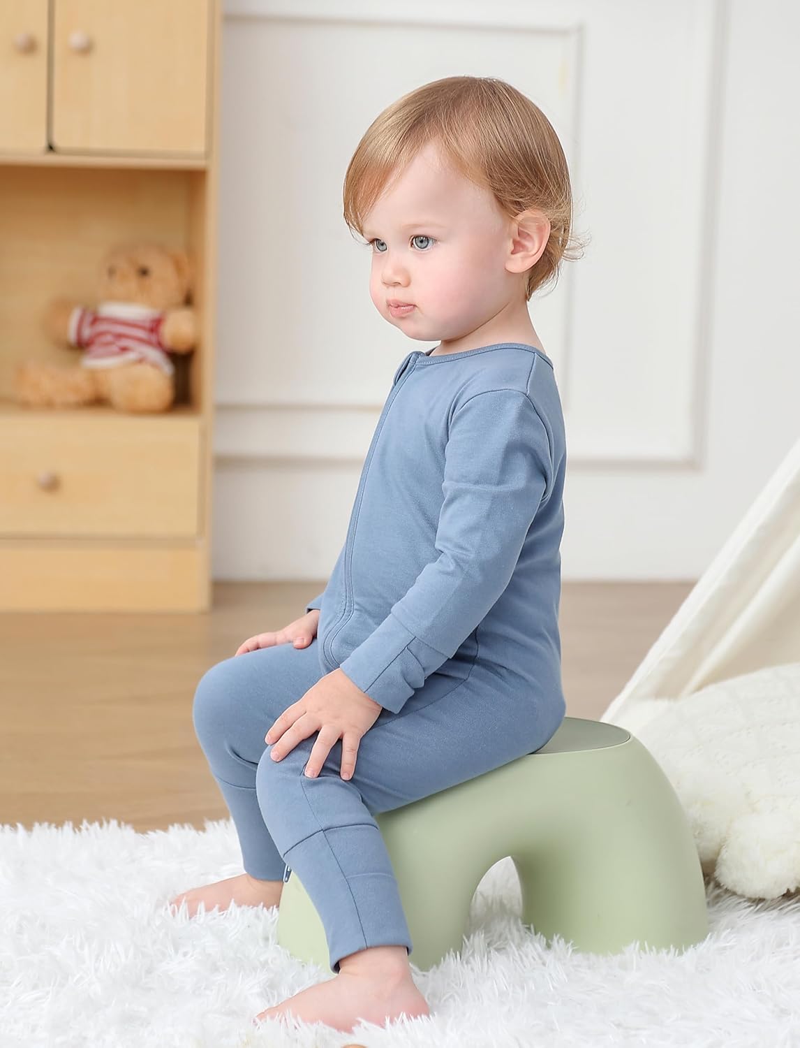 JunNeng 100% Cotton 2Pack Baby Boy Zipper Romper Long Sleeve Baby Pajamas with Mitten Cuffs One Piece 0-18 Months - Image 3