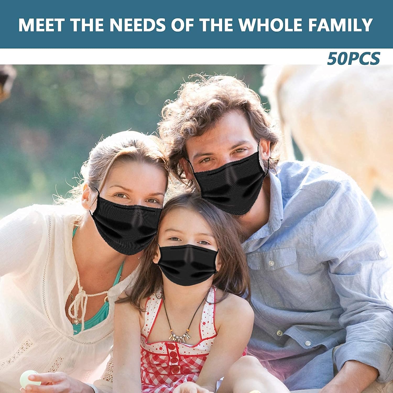 50PCS Disposable Face Masks Black - 3 Ply Breathable Mask with Elastic Earloop Disposable Mouth Face Cover for Adults Black Face Masks (Black)