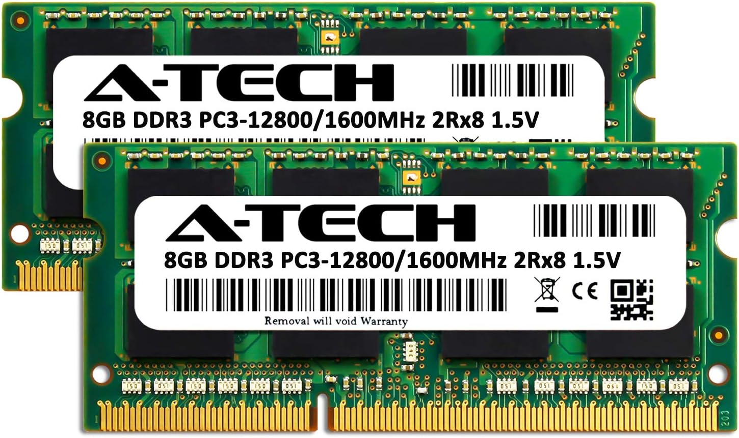 A-Tech 16GB (2 x 8GB) RAM for Lenovo THINKCENTRE M92P Tiny | DDR3 1600MHz SODIMM PC3-12800 204-Pin Non-ECC Memory Upgrade Kit