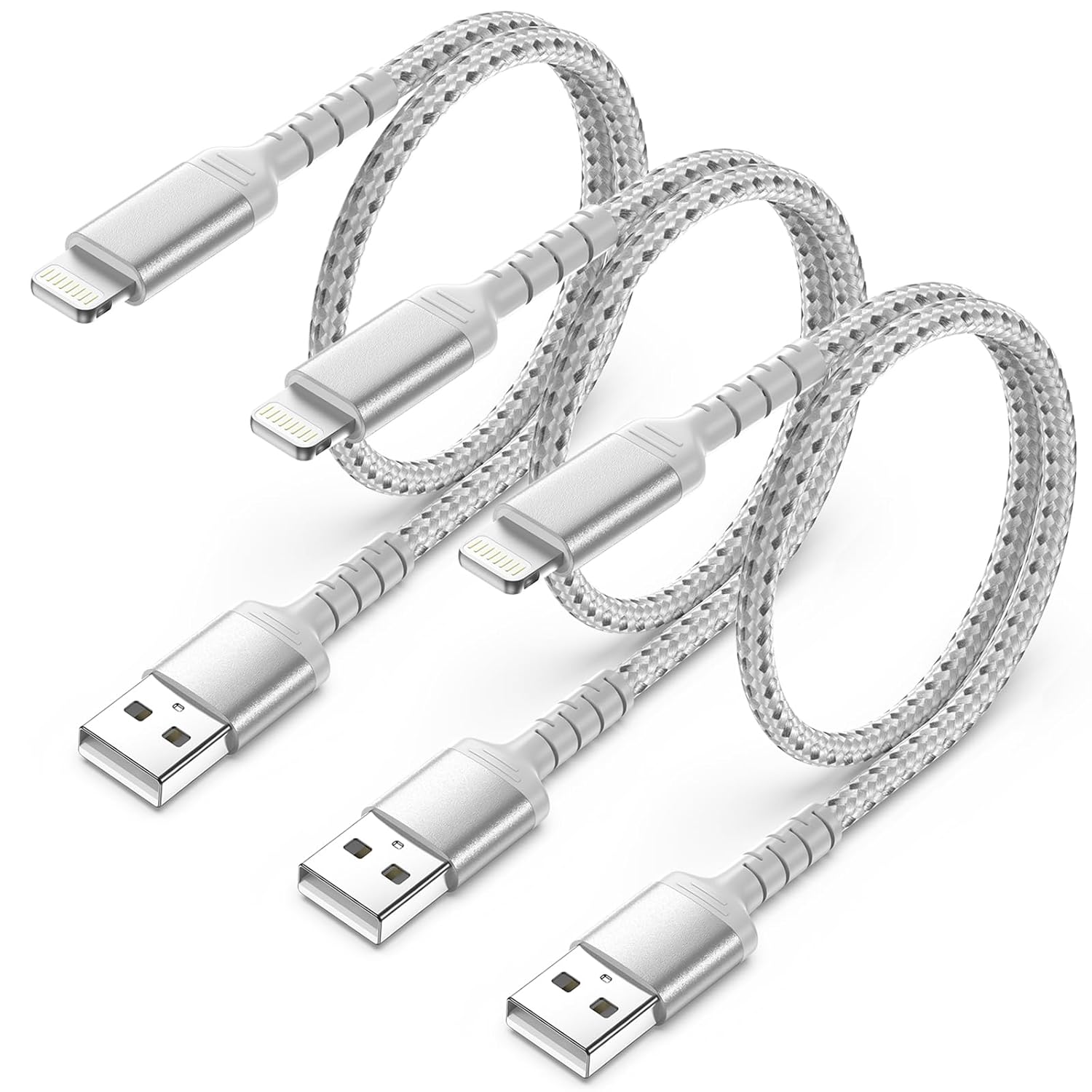 ULIFTUS iPhone Charging Cable Short, 0.5M 3Pack Braided USB A to