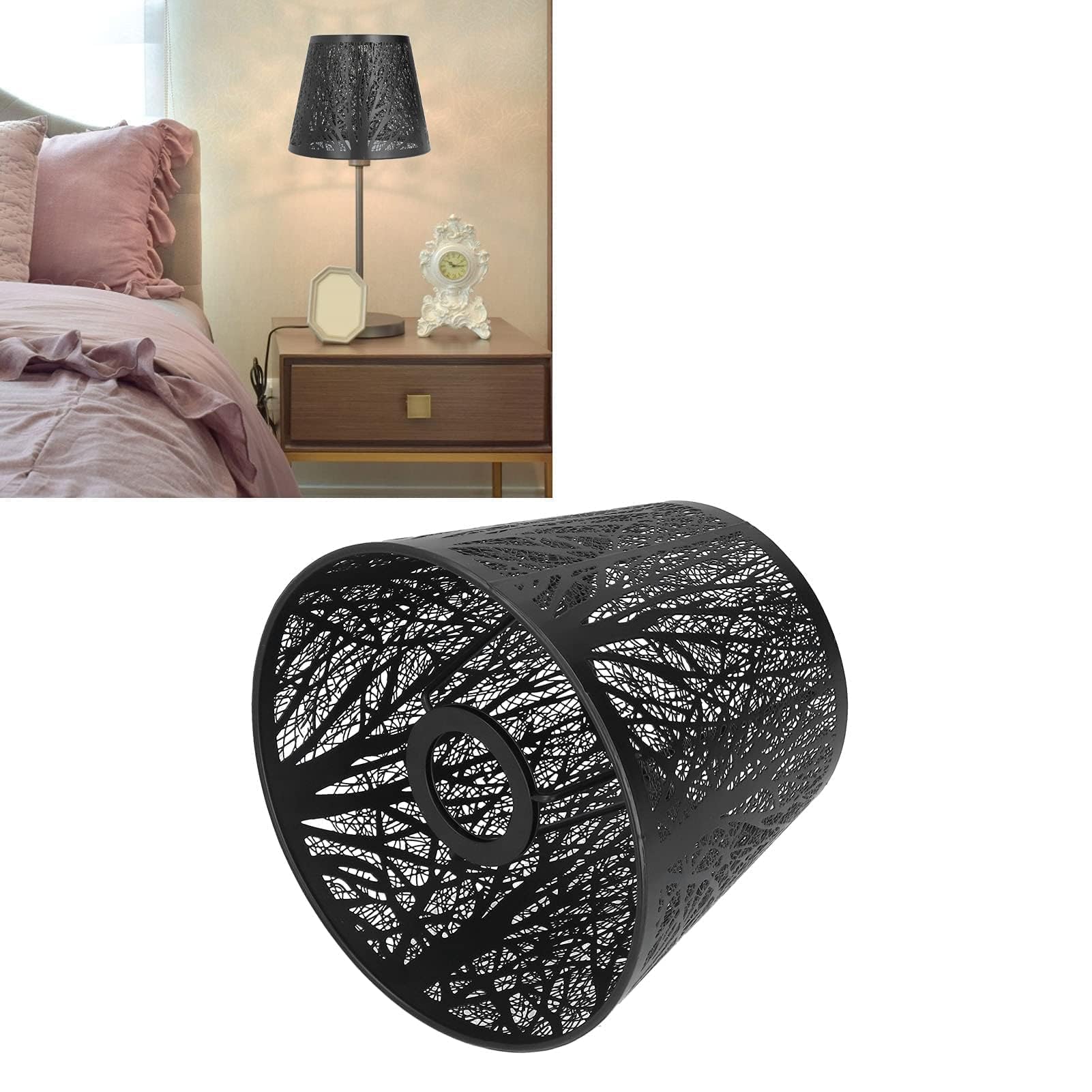 Paralumi in Metallo, Nero Paralume Lampada in Ferro E27 Piccoli Paralumi Scava Fuori Albero Paralume,Paralume in Metallo per Lampada da Terra Arredamento Camera da Letto Paralumi per Lampada da Tavolo