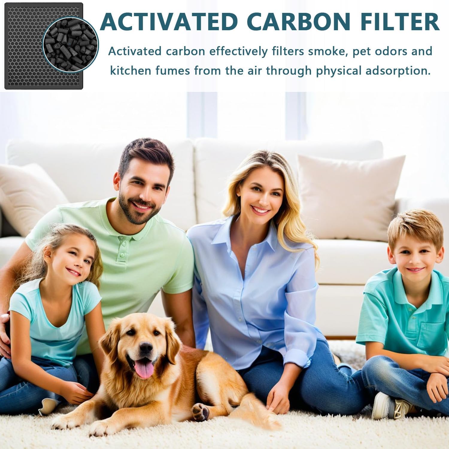 H13 Replacement Air Filter Compatible with Samrado M6 Pet Air Purifier, 3 In 1, H13 High-Efficiency Activated Carbon Filter, 2-pcs - Image 4