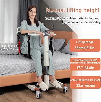 Patient Lift aid Transfer Chair Bedside Commode, Wheelchair to Car Transfer Devices, Bedridden Elderly Disabled Care, Toileting and Bathing