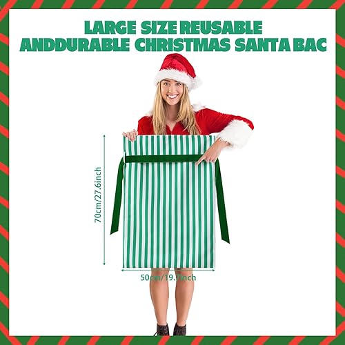 Miniatura 10 de DYSHAYEN Bolsa de regalo de Navidad de 19.7 x 27.6 pulgadas, bolsa de lona grande de Papá Noel para suministros de fiesta de Navidad (patrón Hohoho)