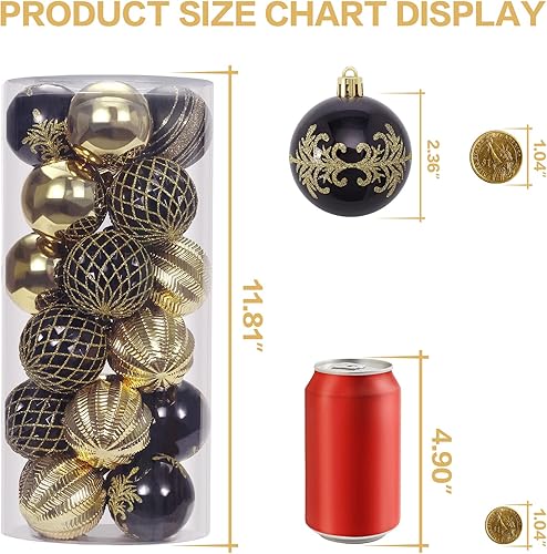 Miniatura 2 de RoseCraft Juego de adornos de bolas de Navidad de 2.36 pulgadas2.362 in, 24 piezas inastillables para decoración de árbol de Navidad, para el hogar,