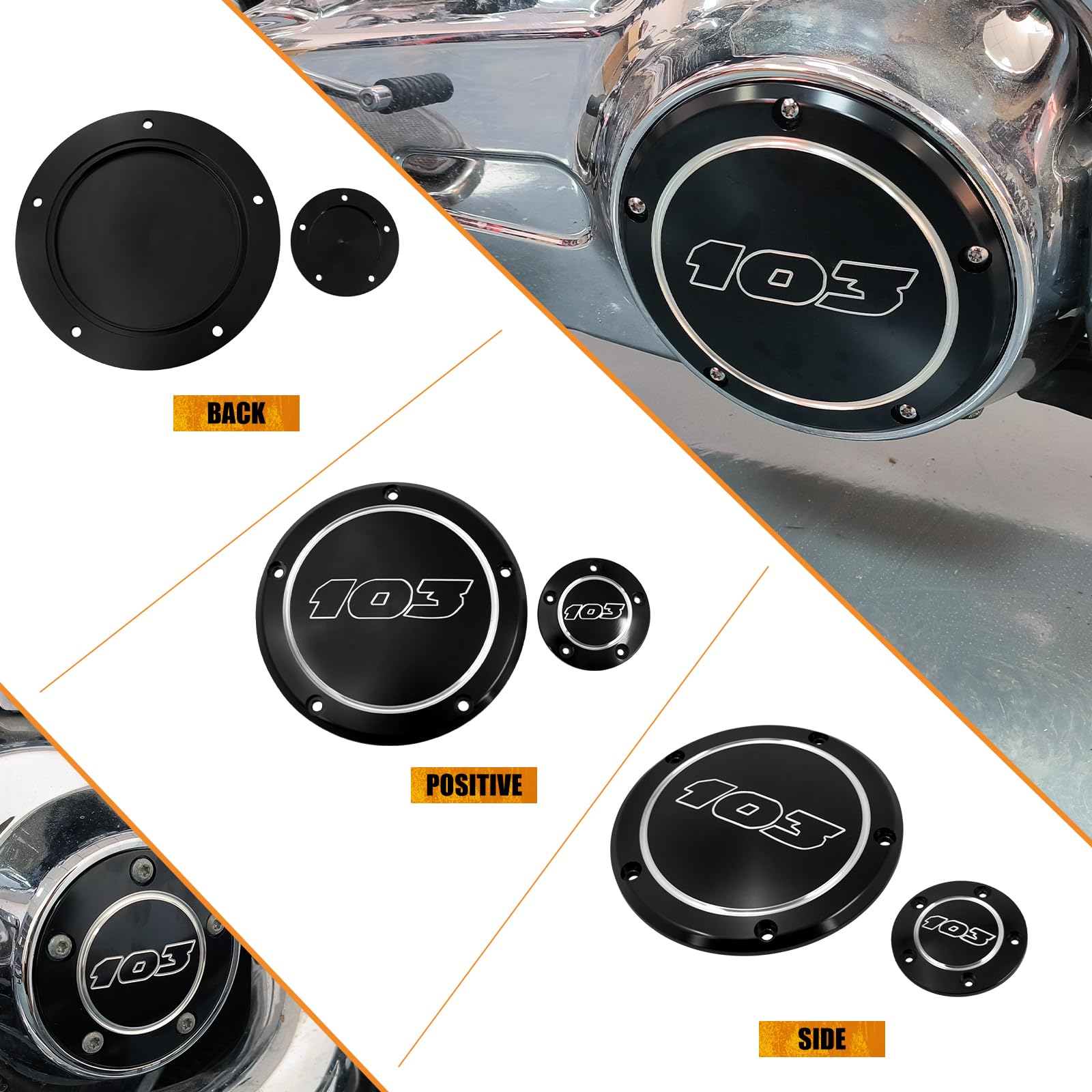 Motorrad Derby Abdeckung Timer Timing Cover Protector Guard Motorabdeckung 103 Fit für Harley Twin Cam Dyna Softail Touring Road King Electra Glide 1999-2015 Schwarz