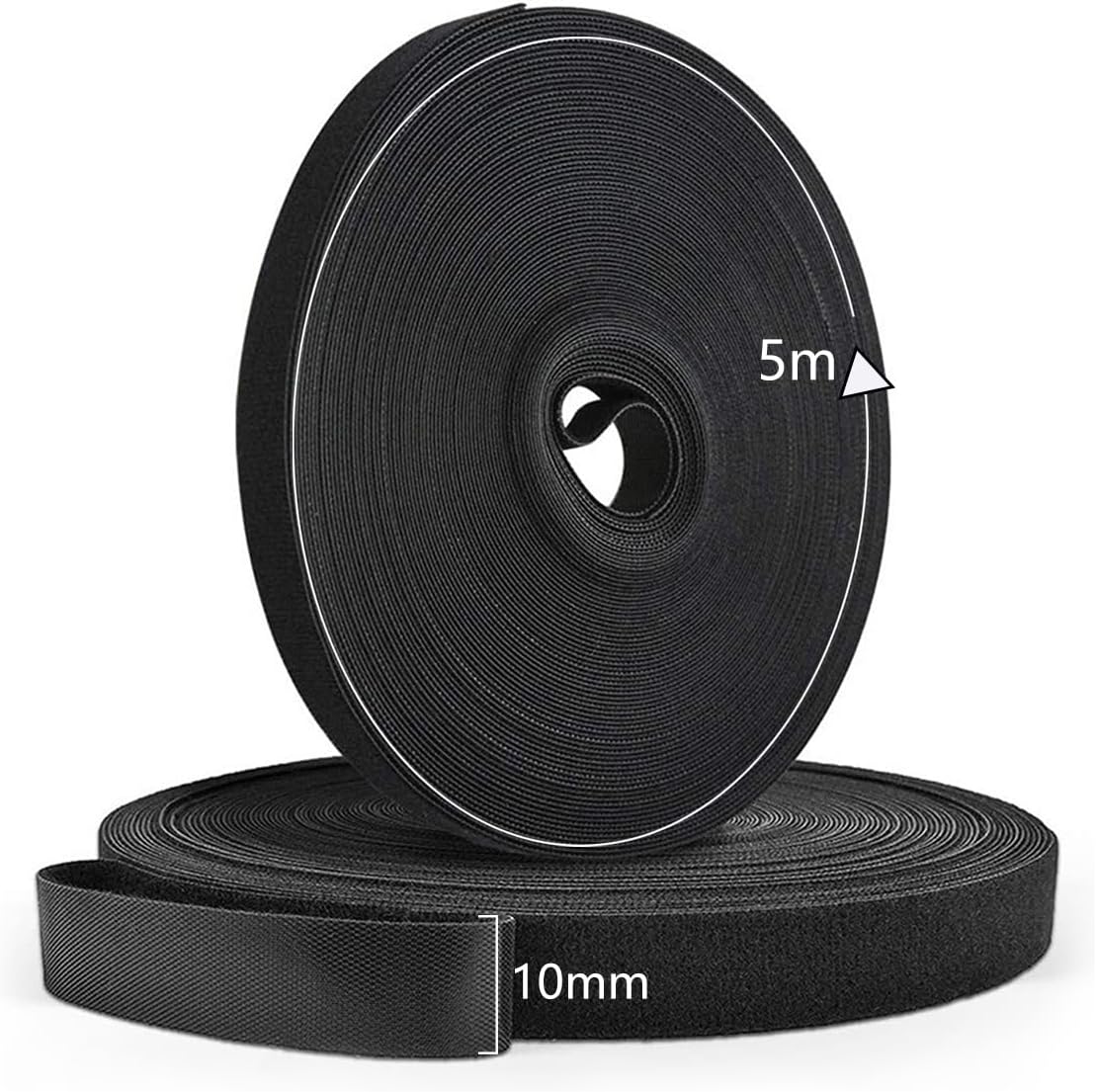 Reusable Cable Ties 3 Pcs 16.4-feet, Roll of Hook Loop Cords Management Adjustable Cable Organizer Wire Straps, Black
