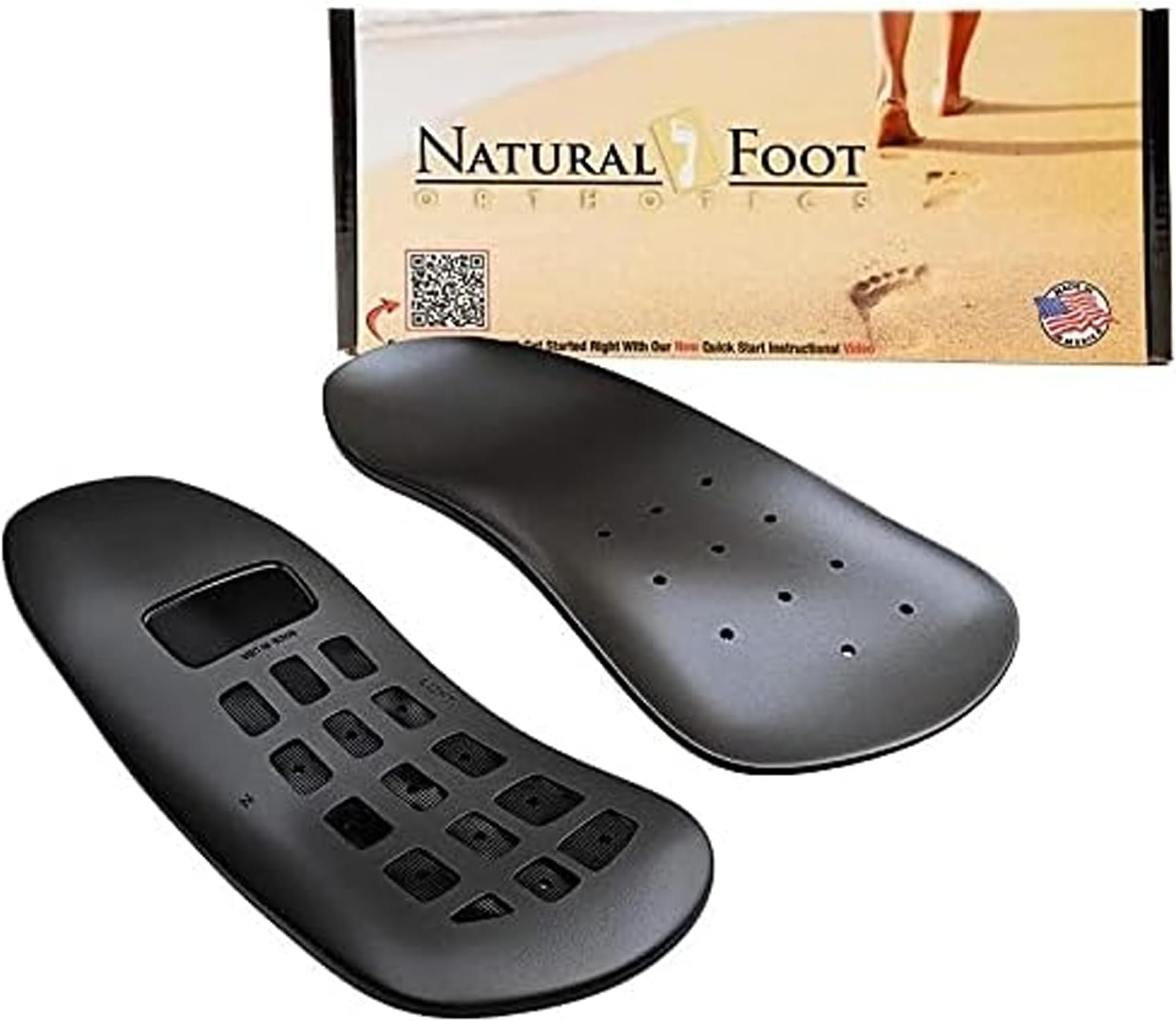 Natural Foot Orthotics 3/4 Stabilizer Insoles | Podiatrist-Designed Inserts | Improve Balance, Plantar Fasciitis, Heel Spurs, & Foot Pain Relief | Semi-Rigid Flat Arch Support | Slim