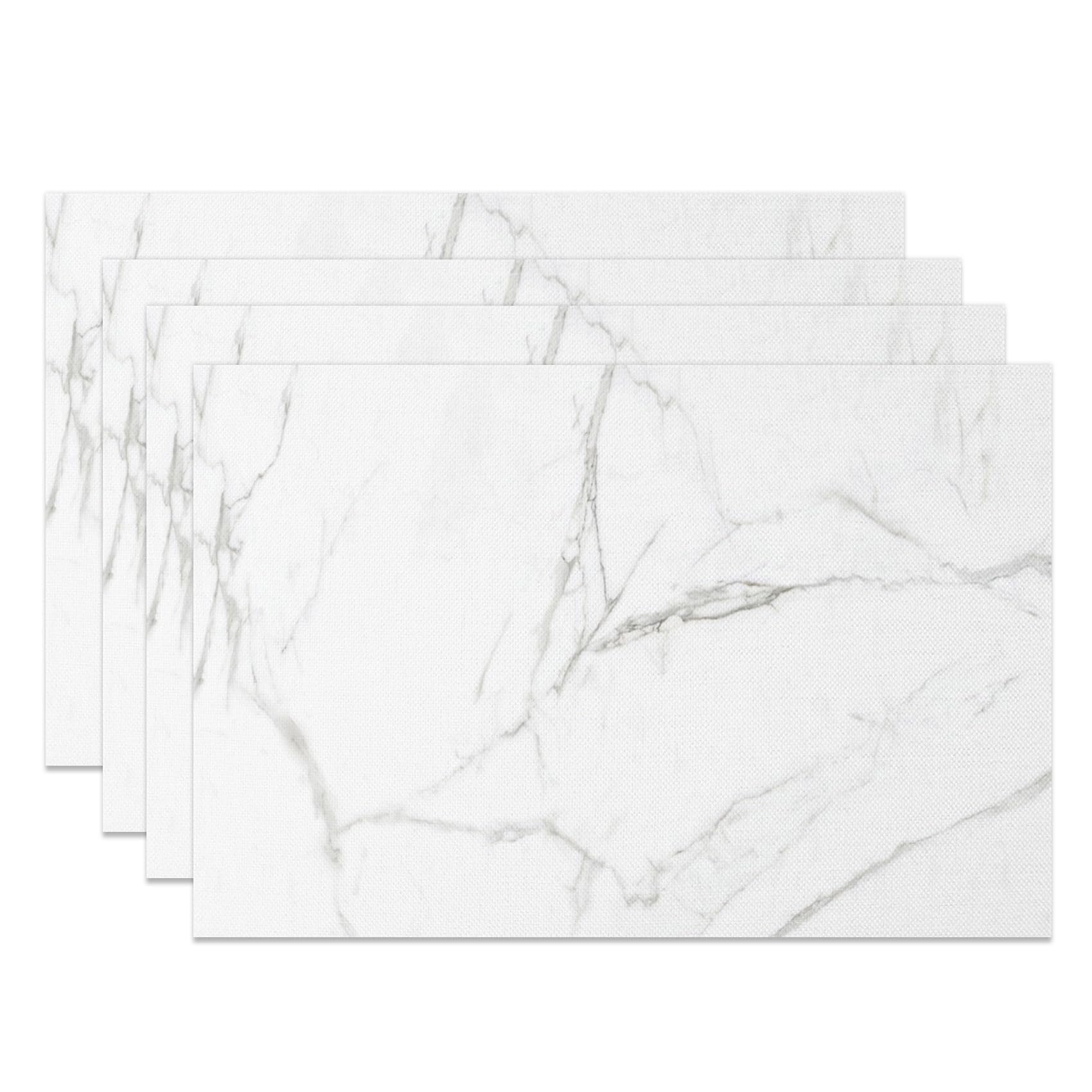 MIRRORANG Modern White Marble Placemats Set of 4 45x30cm Delicate Gray Place Mats for Kitchen Dining Room Home Decor Table Mats