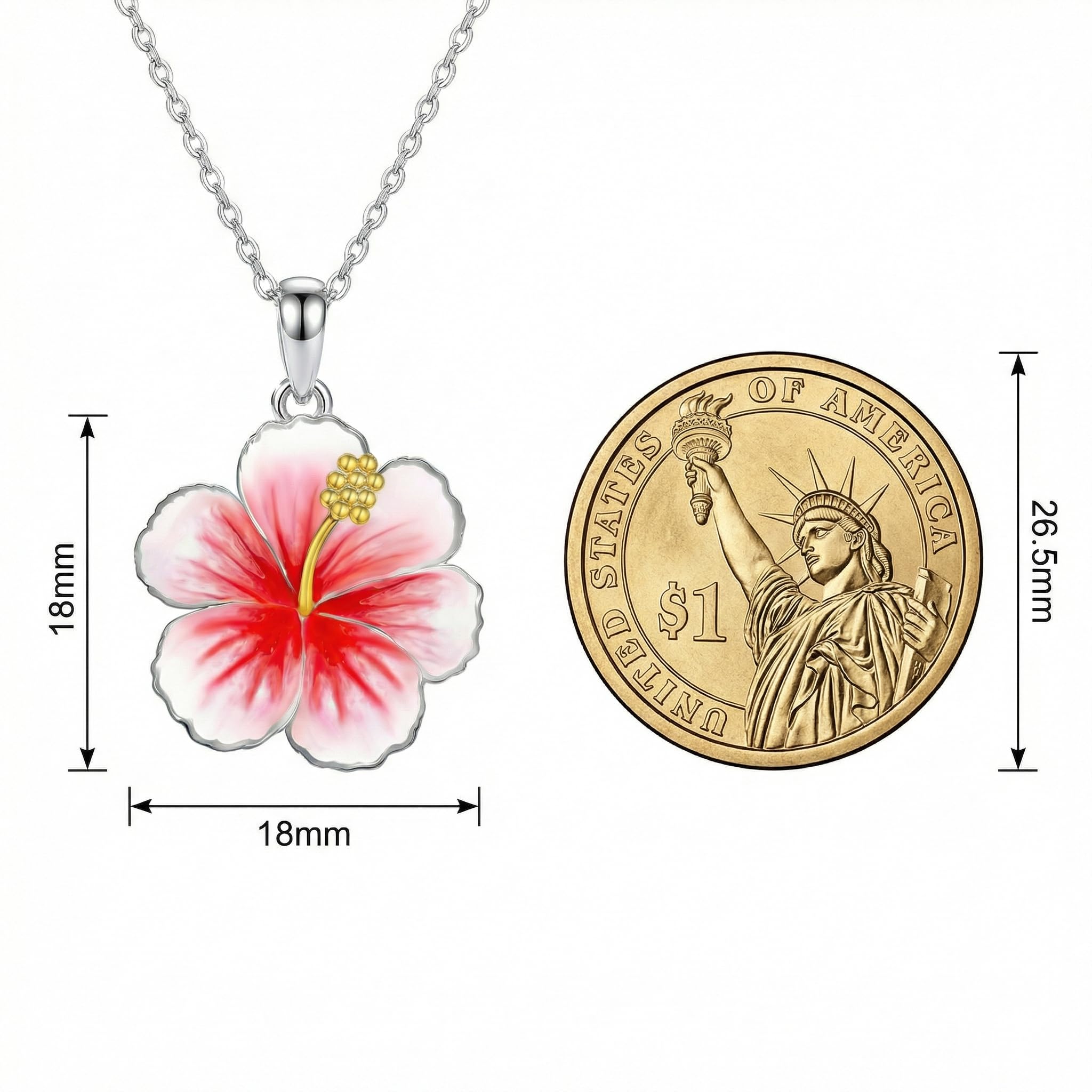 Hibiskus Halskette 925 Sterlingsilber Hibiskus Blüten Anhänger Kette Halskette Hawaiianischer Schmuck für Damen Mutter