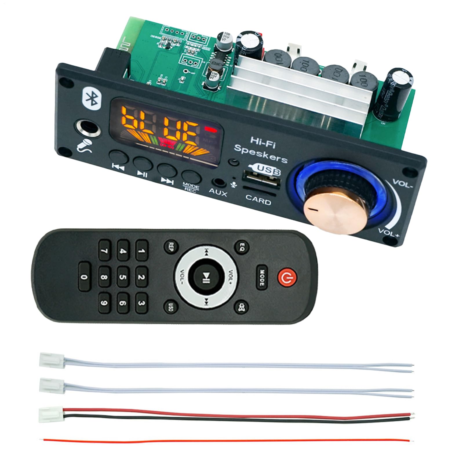 Verstärker für Anrufaufzeichnung, Audio-Verstärker-Chip | Blue-Tooth-kompatibles Modul 2 x 80 W | Anzeige der Digitalröhre mit USB-Schnittstelle | MP3-Player mit Aufnahmefunktion