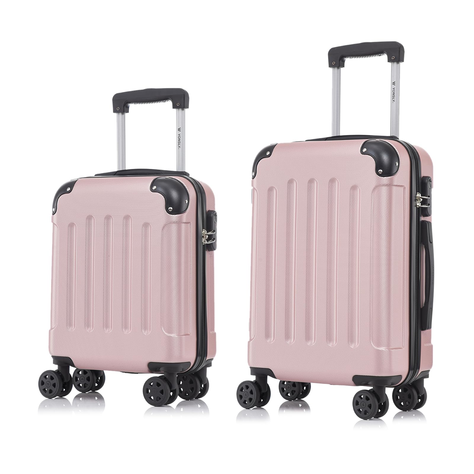 yonsly Koffer Suitcase, Trolley Reisekoffer, Rollkoffer Handgepäck mit 4 Rollen 360°, ABS Hartschalen, Sicherheitsschloss, Weicher Gummigriff, 210D-Futter