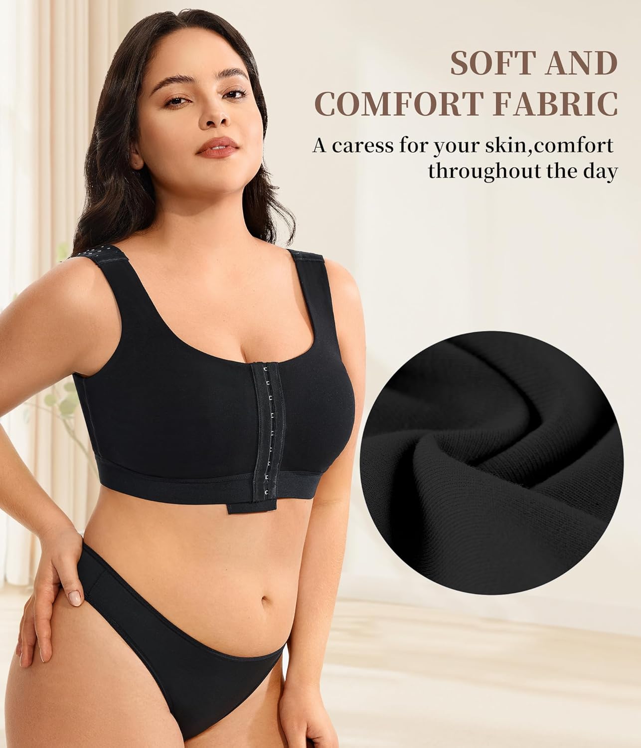 LANCS Wireless Front Closure Compression Bras for Women Post Surgery Mastectomy Everyday Bra with Adjustable Straps - Image 5