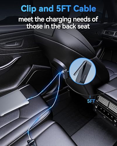 Miniatura 5 de Rocoren Cargador de coche USB C de 105 W de 6 puertos para viajes familiares, PD 35 W y QC3.0 30 W carga súper rápida para múltiples dispositivos,