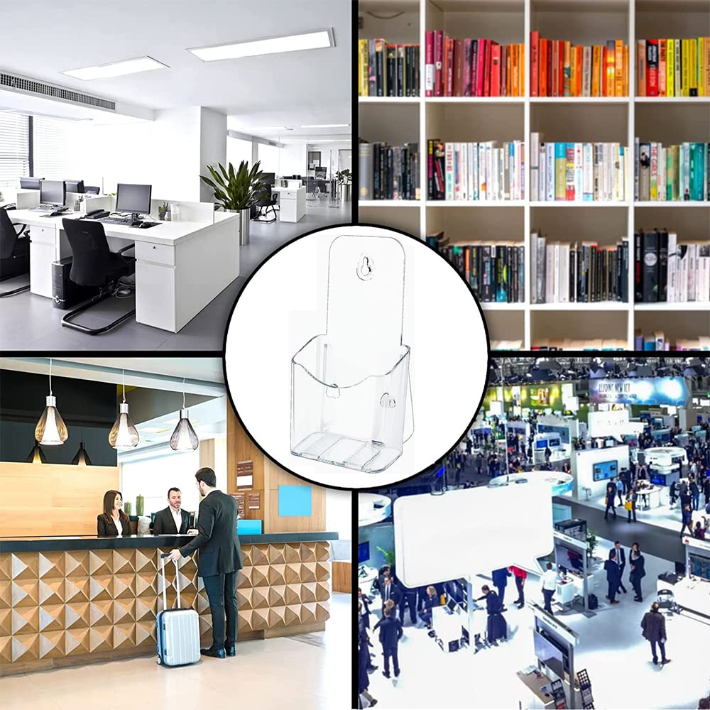 10 Porta Folletos de Acrílico Transparente A6 para Pared o Mesa – Soporte para Folletos, Menú, Revistas, Panfletos y Volantes