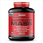 MuscleMeds CARNIVOR Mass Gainer Beef Protein Isolate Shake, 50 Grams Protein, 125 Grams Carbs, 0 Fat, 0 Sugar, Lactose Free, Chocolate Fudge, 5 Pound