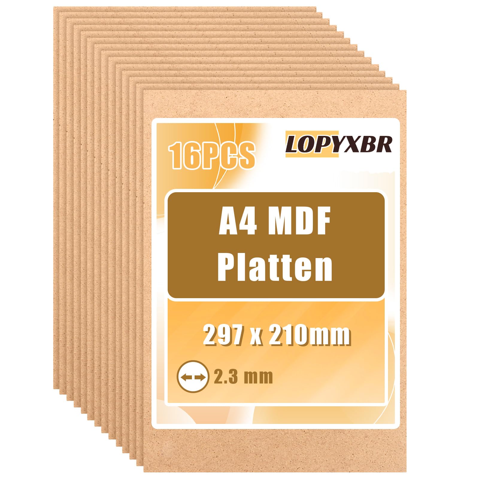 16 pannelli in legno MDF A4 per fai da te, 297 x 210 x 2,3 mm, pannelli in legno per incisione laser, pittura, modellazione, pirografia
