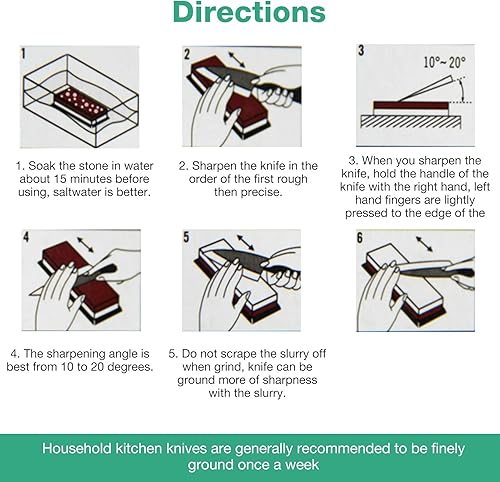 Miniatura 6 de Afilador de cuchillos Piedra de grano 4001000 de doble cara Piedra de afilar piedra de afilar piedra de afilar con base Juego de piedra fina para