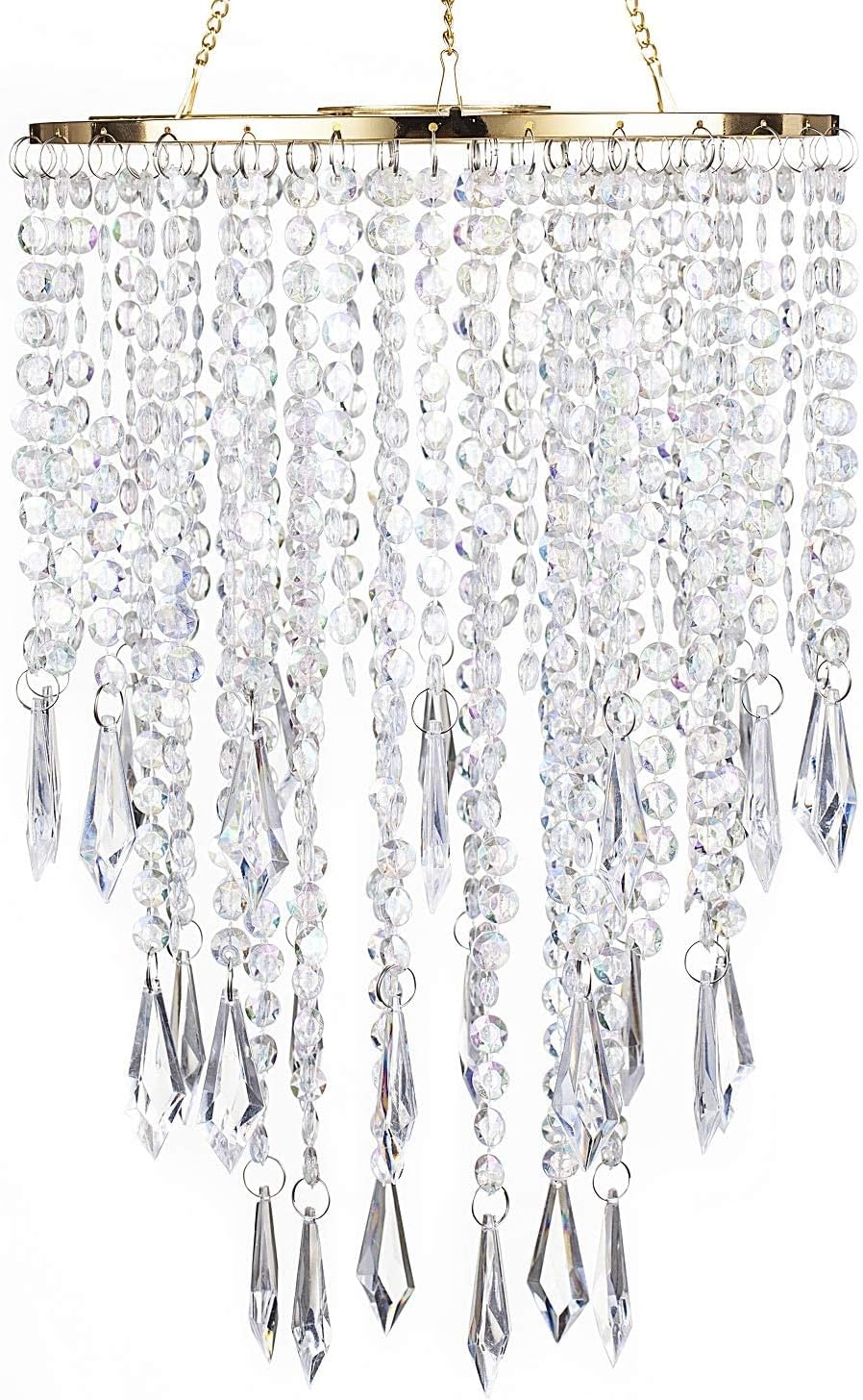 Modern Mini Chandelier Shade,H12.9 X W8.66 Chandeliers Light Fixture Sparkling Decorations for Wedding Centerpiece Lampshade with Acrylic Jewel Droplets