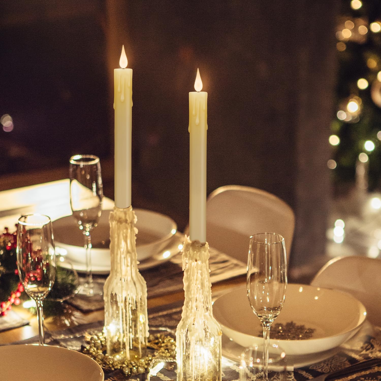 6 Candele LED A Batteria Con Telecomando E Timer – Effetto Fiamma Tremolante In Vera Cera | Ricaricabili USB Per Natale E Casa
