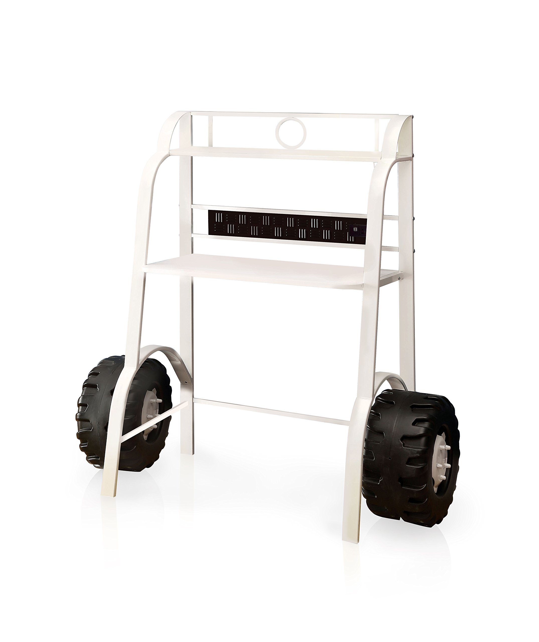 HOMES: Inside + Out Antonio Racecar-Wheeled Metal Desk White