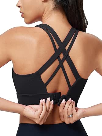 Yvette Power Cross Back Padded Running Bra | Women's High Support Sports Bra (Plus Size) - 57A Olive / 5XL (48D-F