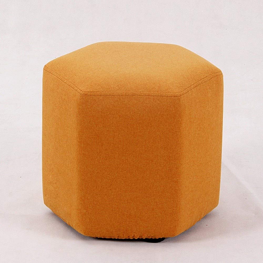 Siège de Maquillage Hexagonal Orange pour Coiffeuse et Table Basse en Bois