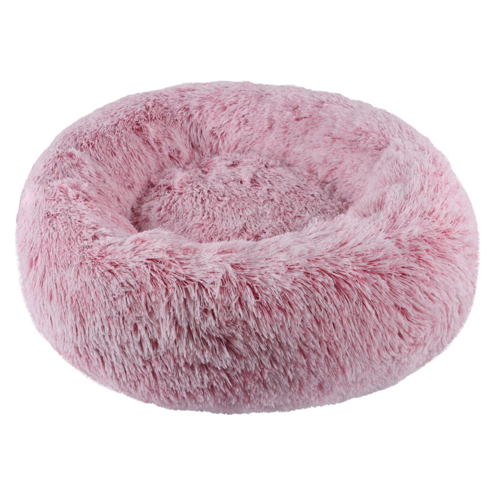 Cat Bed, Small Dog Bed, Round Donut Washable Plush Fluffy Faux Fur Soft Cushion Beds for Indoor Pets