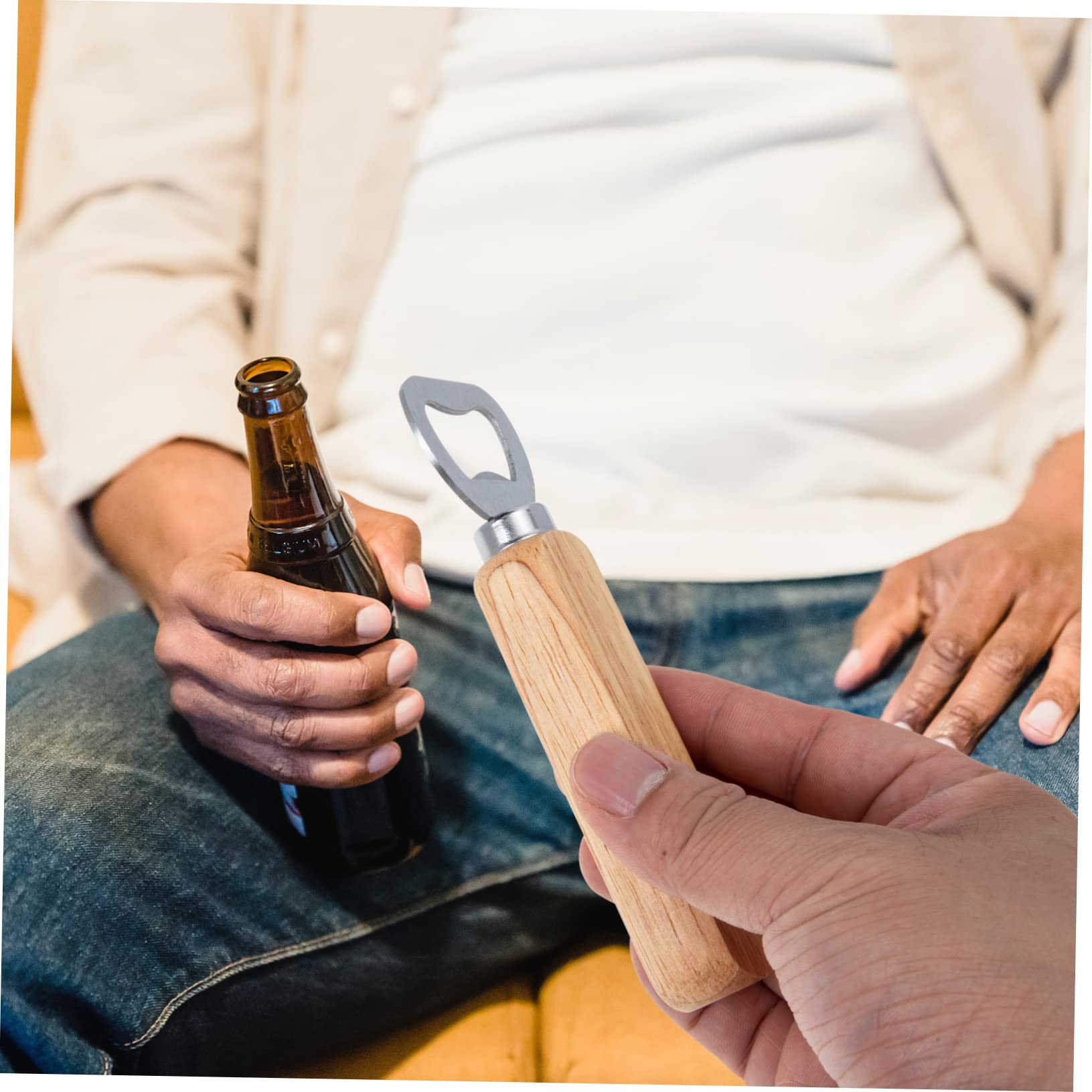 Garneck 4 Set Cavatappi in Legno Apribottiglie Bar Cremagliera Gadget Apribottiglie Da Apriscatole Sbarra Idro Rimozione Della Bottiglia Di Birra Vino Khaki Di Legno 4 Pezzi * 4