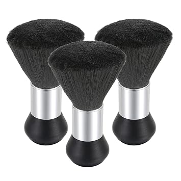 Vtrem 3 Pcs Barber Brush Neck Duster Hair Cutting Neck Duster Powder Duster Brush Soft Nylon Bristles Barber Accessories Brush Black Hairdressing Brush Tools Cleaning Sweeping Duster